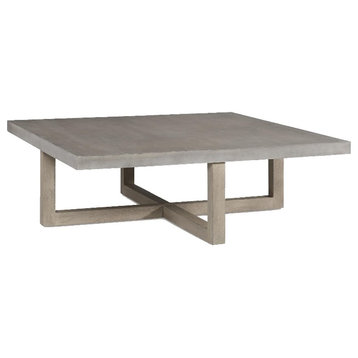 Ashley Furniture Lockthorne Square Wood Coffee Table in Light Gray Washed