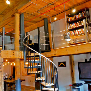 Loft addition with spiral staircase