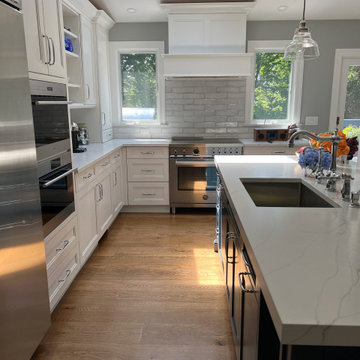 Blue and White Kitchen With Natural Light