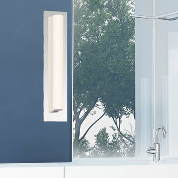Tubo Slim LED Panel Wall Sconce along Bathroom Mirror