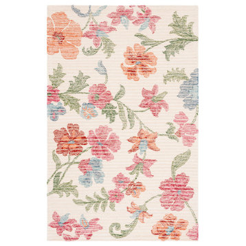 Safavieh Jardin Jar155A Tropical, Floral/Country Rug, Ivory/Red, 5'x8'