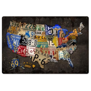 License Plate USA Board Metal Sign, 24''x16''