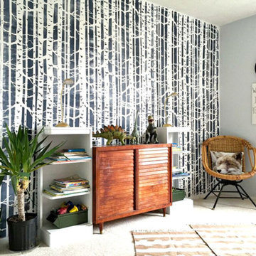 Birch Forest Stenciled Boys Bedroom