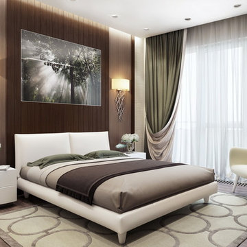 Bedroom in soft colors: 3d visualization