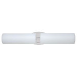 Besa Lighting - Besa Lighting 2WM-770107-LED-CR Baaz - 24.25" 10W 2 LED Bath Vanity - This modern wall light offers flexible design potential for a variety of bath/vanity applications. Handcrafted half-cylinder Opal glass is enclosed, concealing the light source. Canopy plate has a simple, contemporary oval shape. Mount horizontal or vertical. Our Opal glass is a soft white cased glass that can suit any classic or modern decor. Opal has a very tranquil glow that is pleasing in appearance. The smooth satin finish on the clear outer layer is a result of an extensive etching process. This blown glass is handcrafted by a skilled artisan, utilizing century-old techniques passed down from generation to generation. The vanity fixture is equipped with plated steel square lamp holders mounted to linear rectangular tubing, and a low profile oval canopy cover. These stylish and functional luminaries are offered in a beautiful Chrome finish.  Mounting Direction: Horizontal/Vertical  Shade Included: TRUE  Dimable: TRUE  Color Temperature:   Lumens: 450  CRI: +  Rated Life: 25000 HoursBaaz 24.25" 10W 2 LED Bath Vanity Chrome Opal Matte GlassUL: Suitable for damp locations, *Energy Star Qualified: n/a  *ADA Certified: n/a  *Number of Lights: Lamp: 2-*Wattage:5w LED bulb(s) *Bulb Included:Yes *Bulb Type:LED *Finish Type:Chrome
