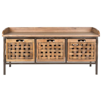 Isaac 3 Drawer Wooden Storage Bench, Amh6530E