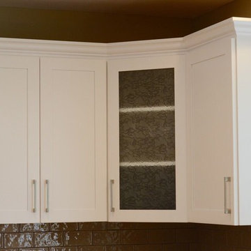 Cabinet Refacing Done in Maple With a Satin White Finish