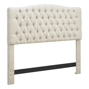 Elle Decor Queen Tufted Panel Headboard in Beige