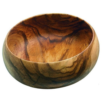 Acacia Wood Round Calabash Bowl, 12 in