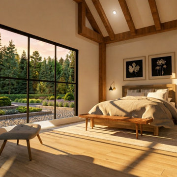 Timber Frame Bedroom - Interior Visualization