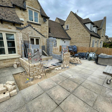 Luckington, Cotswold stone extension and porch