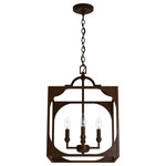 Hunter Fan Company - 15" Highland Hill Textured Rust 4 Light Pendant Ceiling Light Fixture - Inspired by the simple geometry and scrollwork in neoclassical design, the Highland Hill modern pendant lighting design brings an elegant aura to your room. The oversized lantern look gives it an open and airy feel that adds just the right amount of formality.