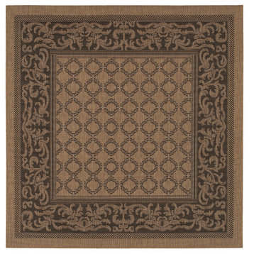 Couristan Recife Garden Lattice Indoor/Outdoor Area Rug, Cocoa/Black, 7'6 Square