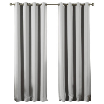 Flame Retardant Thermal Insulated Blackout Curtain, Lightgrey, 52"x84"