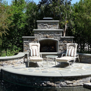 Custom Pool and Spa with Outdoor Fireplace in Coto De Caza