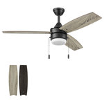 Honeywell Ceiling Fans - Honeywell Berryhill 48" Ceiling Fan, Color Changing Light, Black - Combining sleek lines with modern influences, this multi-position indoor ceiling fan exudes contemporary style and stands as a truly inspiring fixture for your home. The Berryhill modern ceiling fan boasts a minimalistic design, enhanced by the LED lighting and blades with a wood-toned finish, resulting in an upscale and sophisticated aesthetic. Experience the perfect balance of elegance and functionality with this remarkable fan, elevating the overall look of your living space.