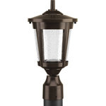Progress Lighting - Progress Lighting 1-9W LED Post Lantern, Antique Bronze - LED Post lantern with contemporary styling and clear seeded glass. Fits 3" post (order separately). 120V AC replaceable LED module, 623 lumens, 3000K color temperature and 90+ CRI.