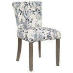 OSP Home Furnishings - Kendal Dining Chair With Nailhead Detail and Solid Wood Legs, Paisley Charcoal - The traditionally classic Kendal Dining Chair provides premium comfort and lasting beauty to every home. Our accent chair with solid wood legs, button tufted back and nailhead trim will be at home around the dining room table, as well as any writing desk. Available in several chic fabric choices that will pair seamlessly with traditional, contemporary, cottage or rustic farm-style decor. High performance 100% Polyester fabric, and woodblock construction ensures long-lasting durability. Relax with the joy of simple assembly.