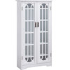 White Display Cabinet with Windowpane Glass Doors - White