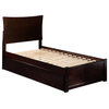 AFI Metro Twin Solid Wood Bed with Twin Trundle with USB Charger in Espresso