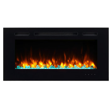 PuraFlame Alice 40" Recessed Electric Fireplace, Wall Mounted for 2*6 stud