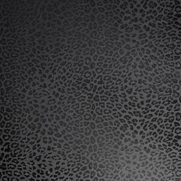 Charcoal gray black silver glitter wallpaper faux leopard cheetah skin textured, 8.5'' X 11'' Sample