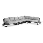 Meridian Furniture - Maldives Grey Water Resistant Fabric Outdoor Patio Modular Sectional - Create your own custom contemporary look on the deck or porch with the addition of this Maldives outdoor patio armless chair. Part of a large collection that lets you mix and match modular pieces to get the look you crave most. This modular sectional has grey water resistant fabric with a base made from grey aluminum, so it's sturdy, tough, and ready to face the elements with impeccable beauty, season in and season out. Shop the contemporary pieces in this collection to create the outdoor entertaining area of your dreams.