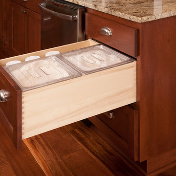 Custom drawer for baking supplies in a Country Kitchen