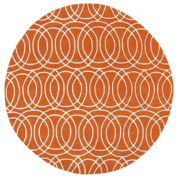 Kaleen Hand-Tufted Revolution Orange Wool Rug, 11'9" Round