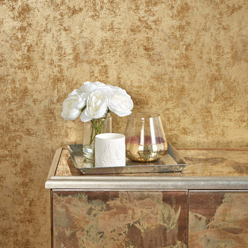 Distressed Gold Leaf Peel and Stick Wallpaper, Gold