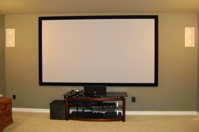 Inspiration for a timeless home theater remodel in Houston