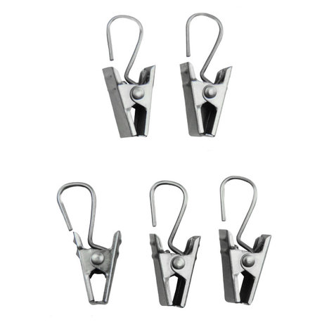 Clips With Hooks, Set of 24, Satin Nickel