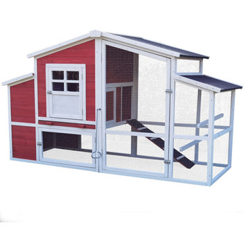 Outdoor Wooden Chicken Coop, Waterproof Roof, 6.58-Ft. x 2.65-Ft. x 3.8-Ft.