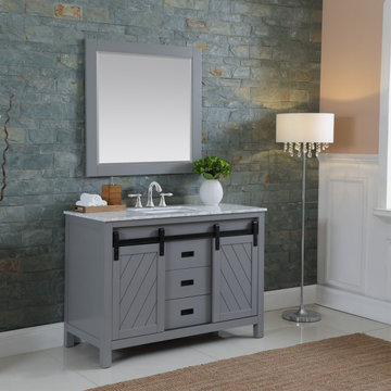 Kinsley 60" Single Bathroom Vanity Set in Gray and Composite Carrara White Stone