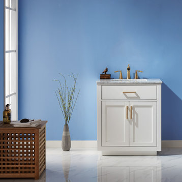 Ivy Bathroom Vanity Cabinet, White, 30", No Mirror