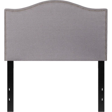 Lexington Upholstered Twin Size Headboard W/Nail Trim-Light Gray Fabric