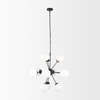 Barbara Matte Black Metal With Frosted Glass Globes 11-Light Chandelier