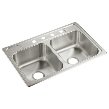 Sterling Middleton Stainless steel Double Bowl Drop-in Kitchen Sink, Satin
