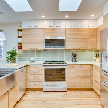 White and Natural Bamboo Kitchen Makeover Falls Church, VA