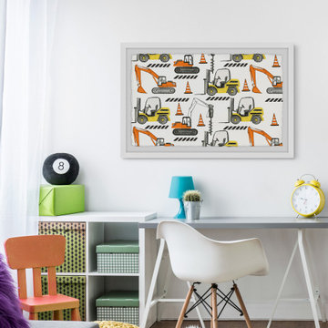 "Forklift and Drill Duo" Framed Painting Print