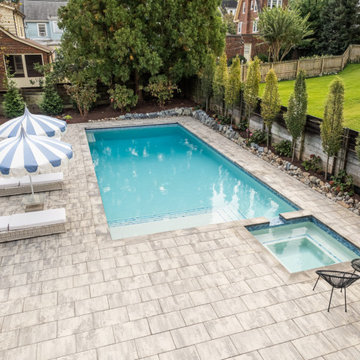 Aerial View of 18' x 40' Pool, Spa & Patio Design