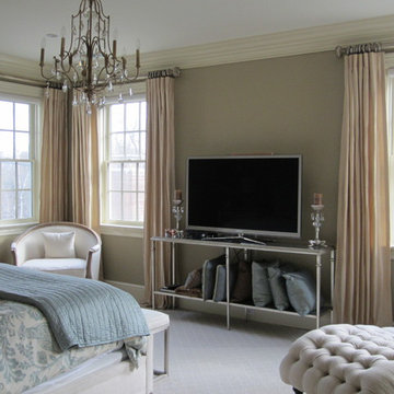 Silk Draperies with Single Back-Tack Pleat on Decorative Wood Poles