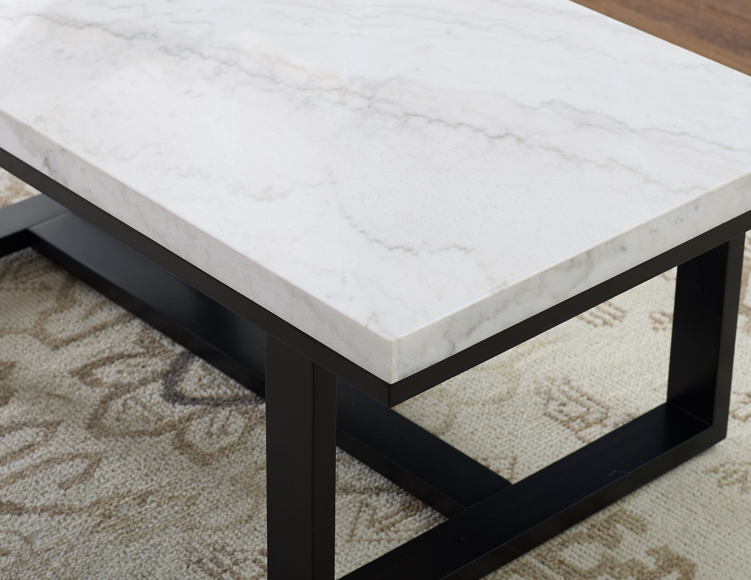 Lucca White Marble Top Cocktail Table - Transitional - Coffee Tables - by Beyond Stores | Houzz