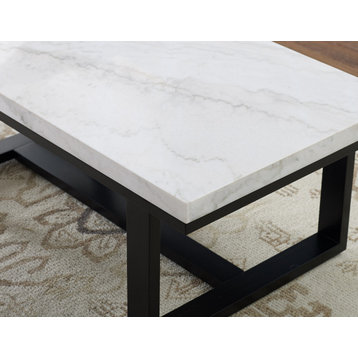 Lucca White Marble Top Cocktail Table