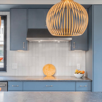 Transitional Blue Slim Shaker Kitchen in Cambridge, MA