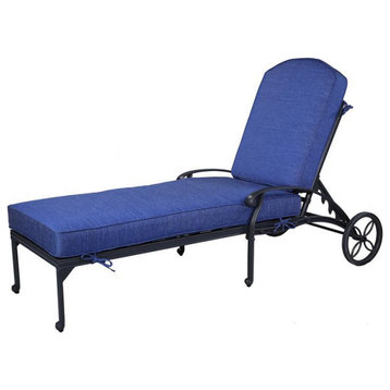 Bellevue Single Chaise Lounger With Cushion, Indoor/Outdoor, Navy Blue