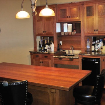 Quartersawn Oak Back Bar and Refurbished “Mercantile Counter” Bar Table