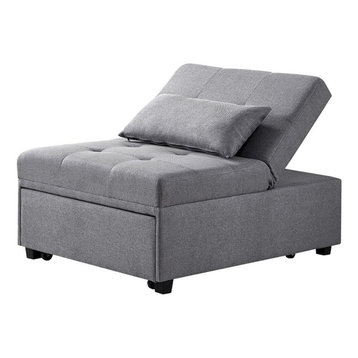 Powell Boone Upholstered Convertible Sofa Bed in Gray