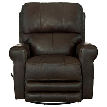 Samuel 360 Degree Swivel Glider Recliner in Chocolate Brown Leather