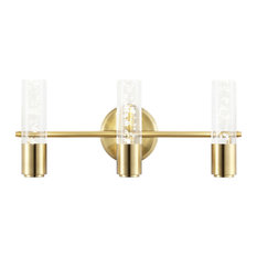 Bolha 18" 3-Light Modern Acrylic/Iron Integrated LED Vanity Light, Brass Gold